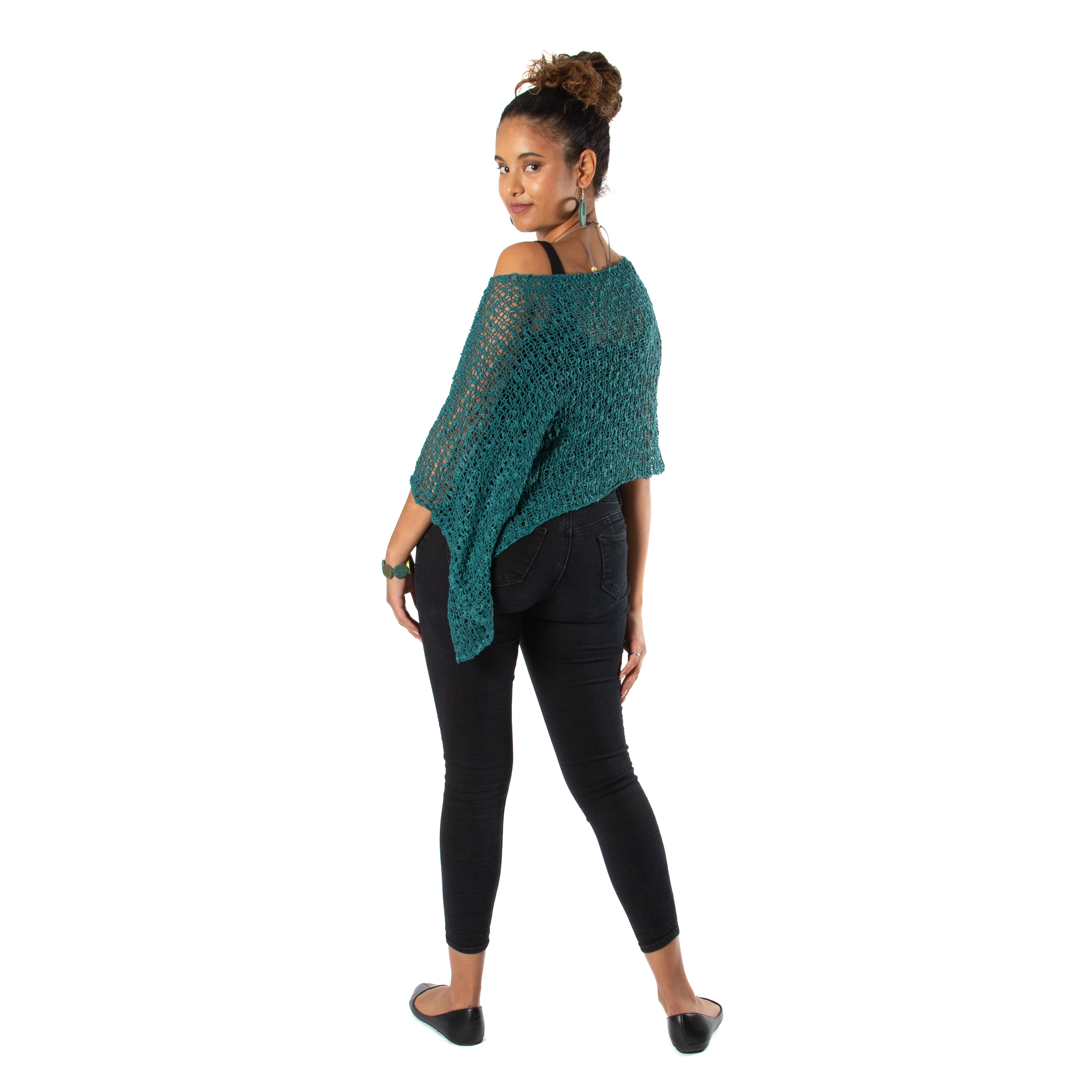 Short Popcorn Knit Poncho Jade for Effortless Chic Style - Shopthatapp.ca