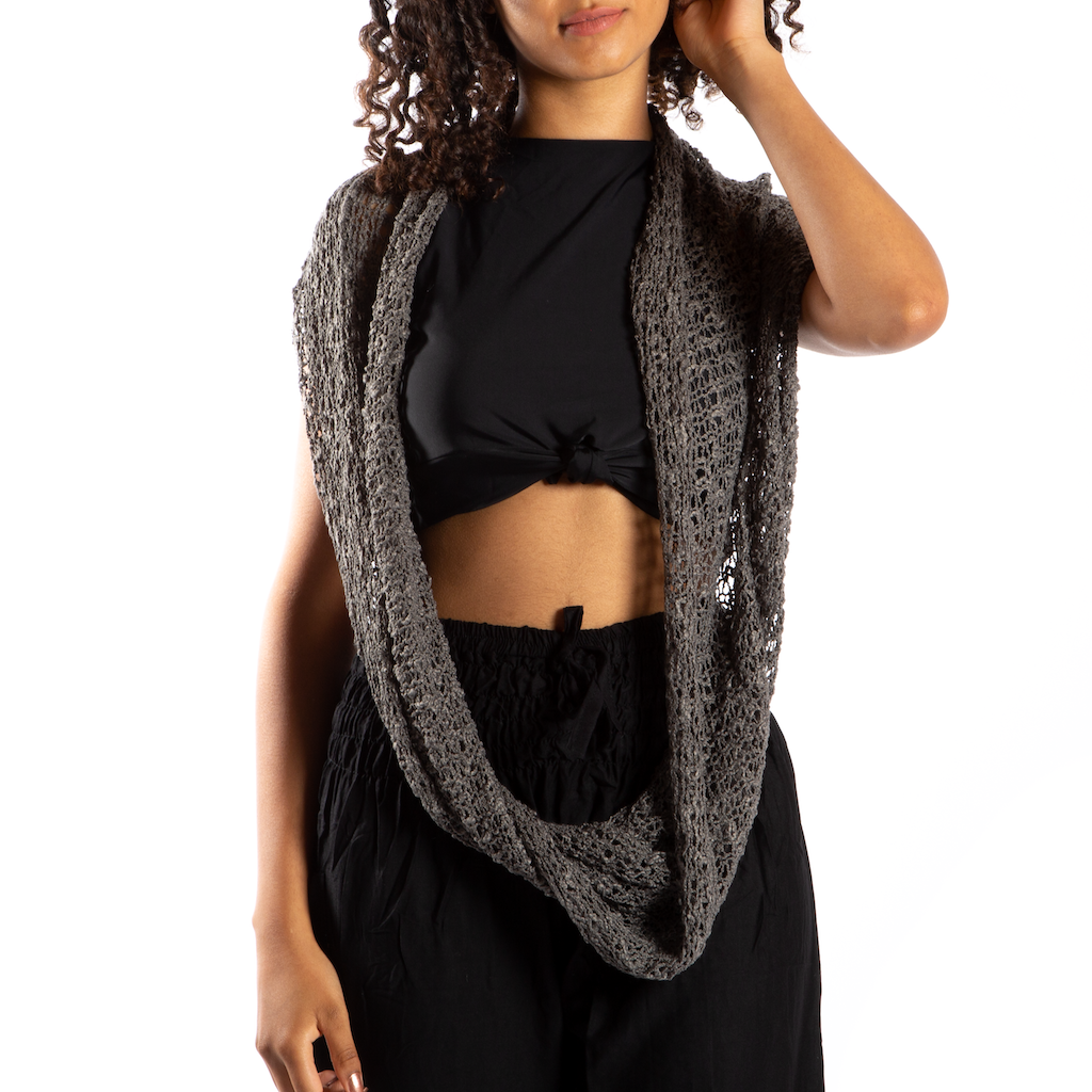 Popcorn Knit Infinity Scarf - Grey - Shopthatapp.ca