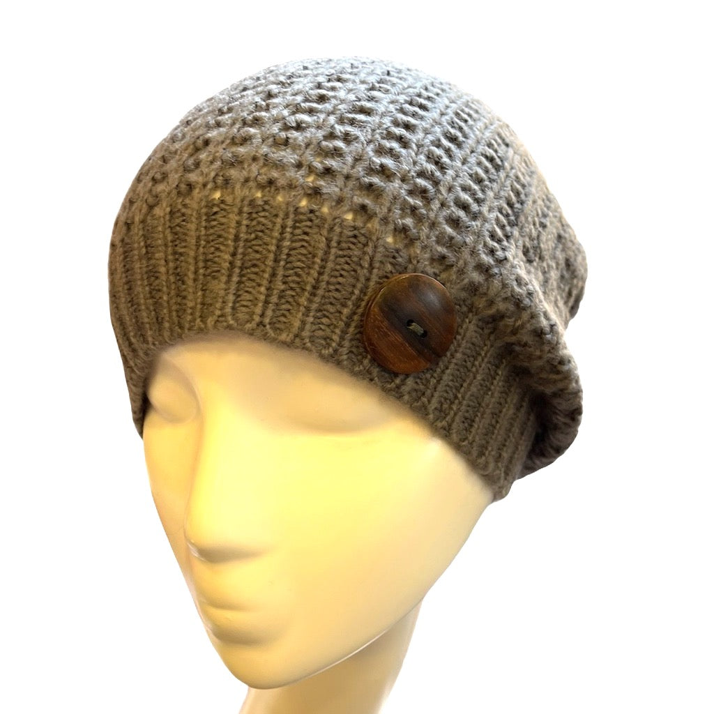 Simple Knit Hat With Button - Shopthatapp.ca