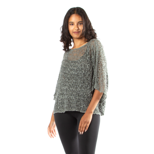Grey Popcorn Knit Top - Shopthatapp.ca