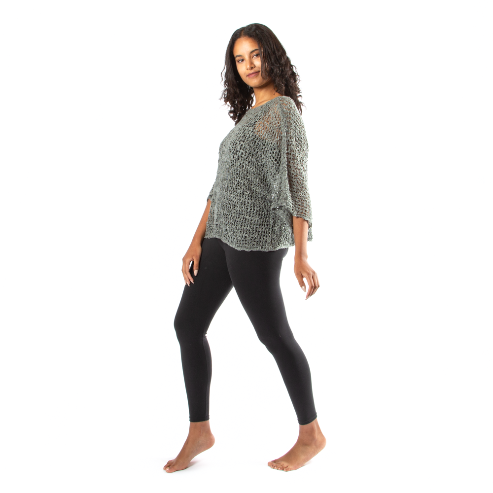 Grey Popcorn Knit Top - Shopthatapp.ca