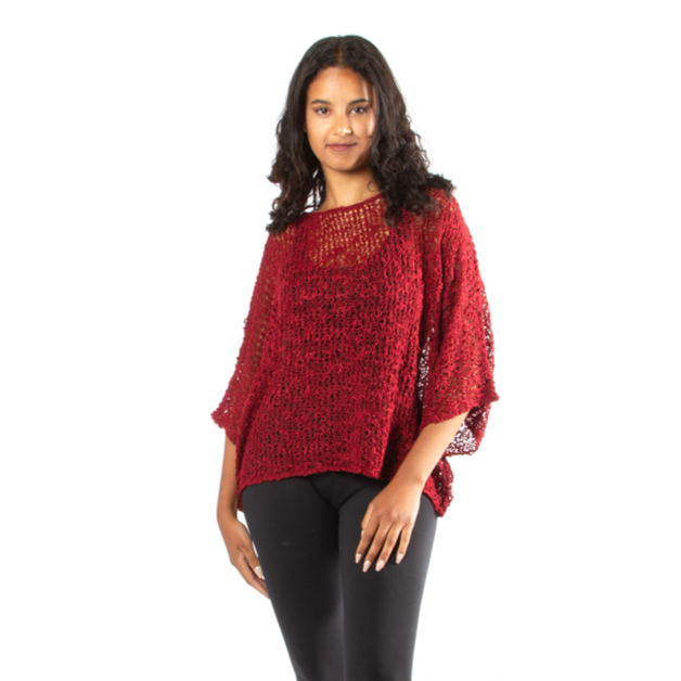 Dark Red Popcorn Knit Top - Cozy & Stylish Fashion Essential - Shopthatapp.ca