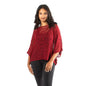 Dark red knit top by Suzie Blue Canada featuring popcorn texture, cozy fit, and stylish design for casual or chic outfits.