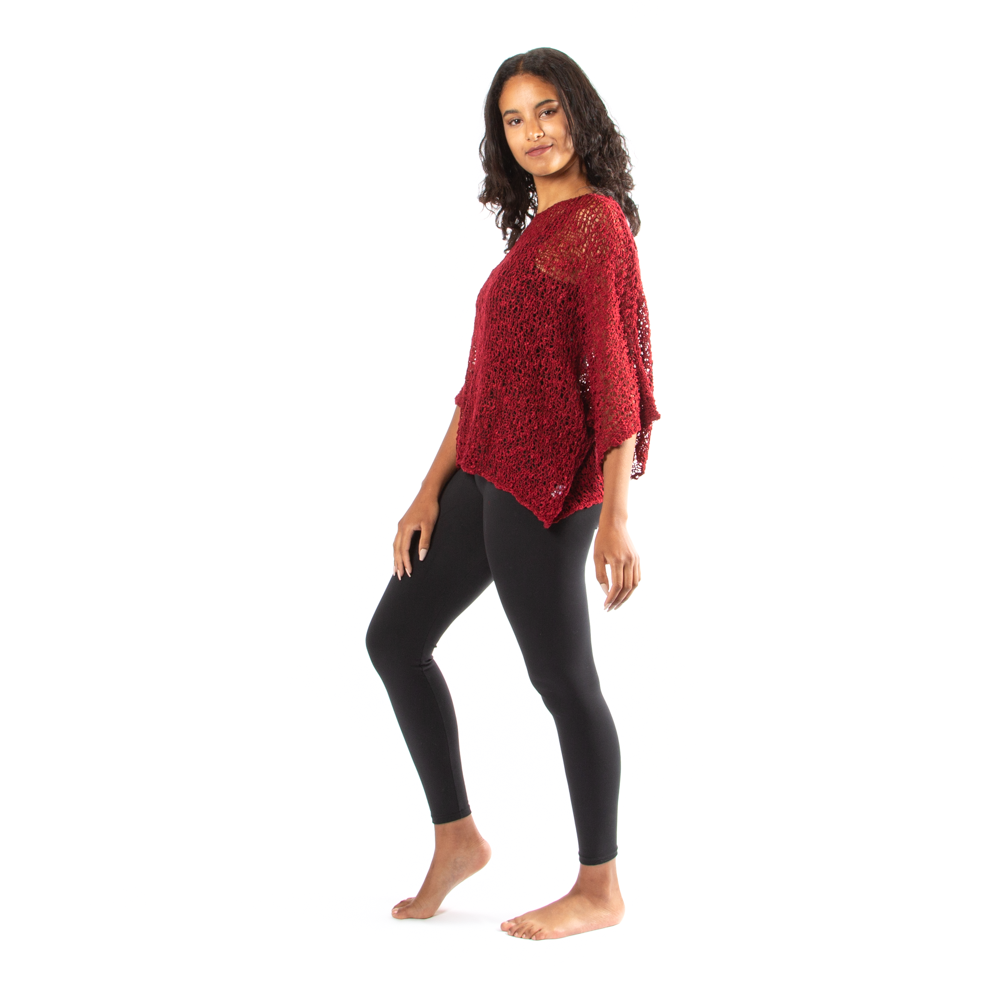 Dark Red Popcorn Knit Top - Cozy & Stylish Fashion Essential - Shopthatapp.ca