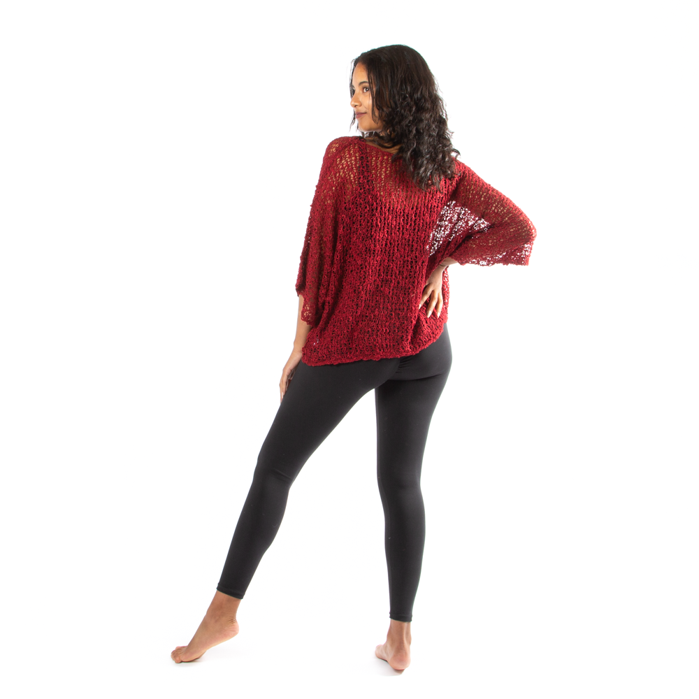Dark Red Popcorn Knit Top - Cozy & Stylish Fashion Essential - Shopthatapp.ca