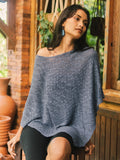 Double Knit Popcorn Poncho - Denim Blue - Shopthatapp.ca
