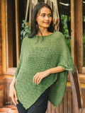 Double Knit Green Popcorn Poncho - Shopthatapp.ca
