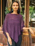 Double Knit Popcorn Poncho - Purple - Shopthatapp.ca