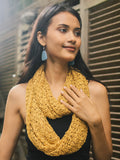 Popcorn Knit Infinity Scarf - Saffron - Shopthatapp.ca