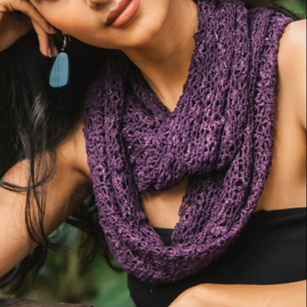Popcorn Knit Infinity Scarf in Purple - Cozy and Stylish Purple Popcorn Knit Infinity Scarf - Shopthatapp.ca