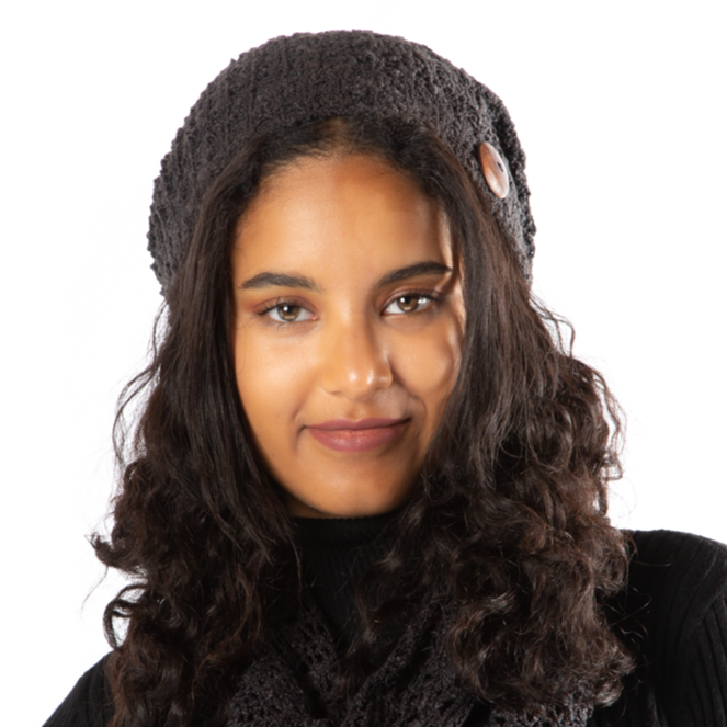 Black Popcorn Knit Hat With Button - Shopthatapp.ca