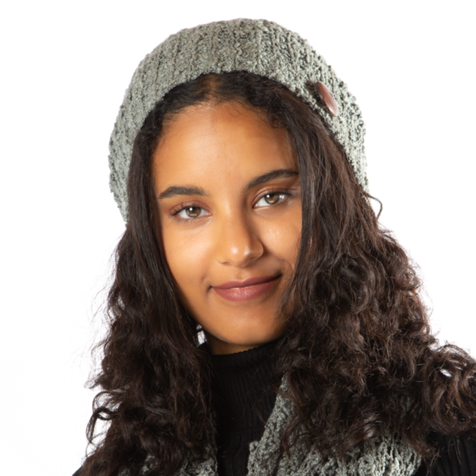 Grey Popcorn Knit Hat With Button - Shopthatapp.ca
