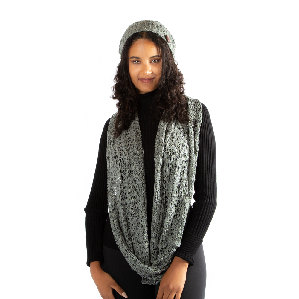 Grey Popcorn Knit Hat With Button - Shopthatapp.ca