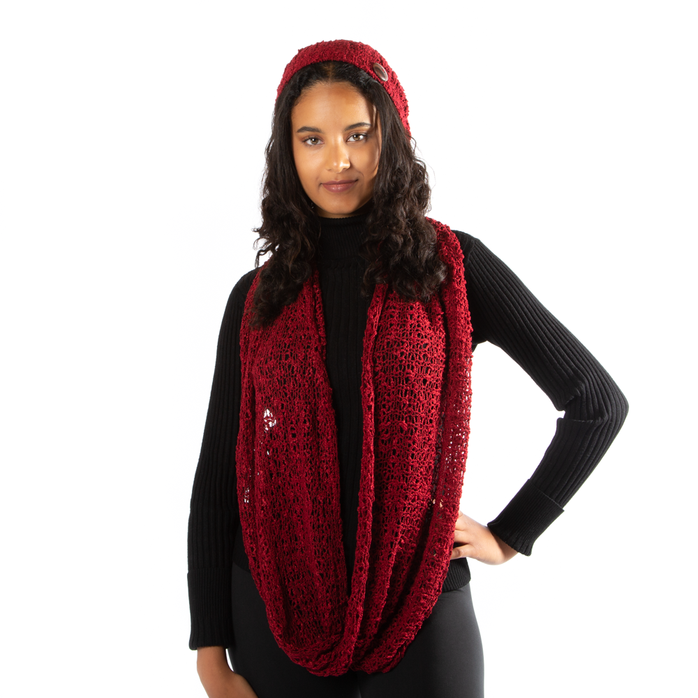 Red Popcorn Knit Hat With Button - Shopthatapp.ca
