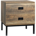 Wallace Nightstand with with 2 Drawers and Steel Frame Legs-Coffee