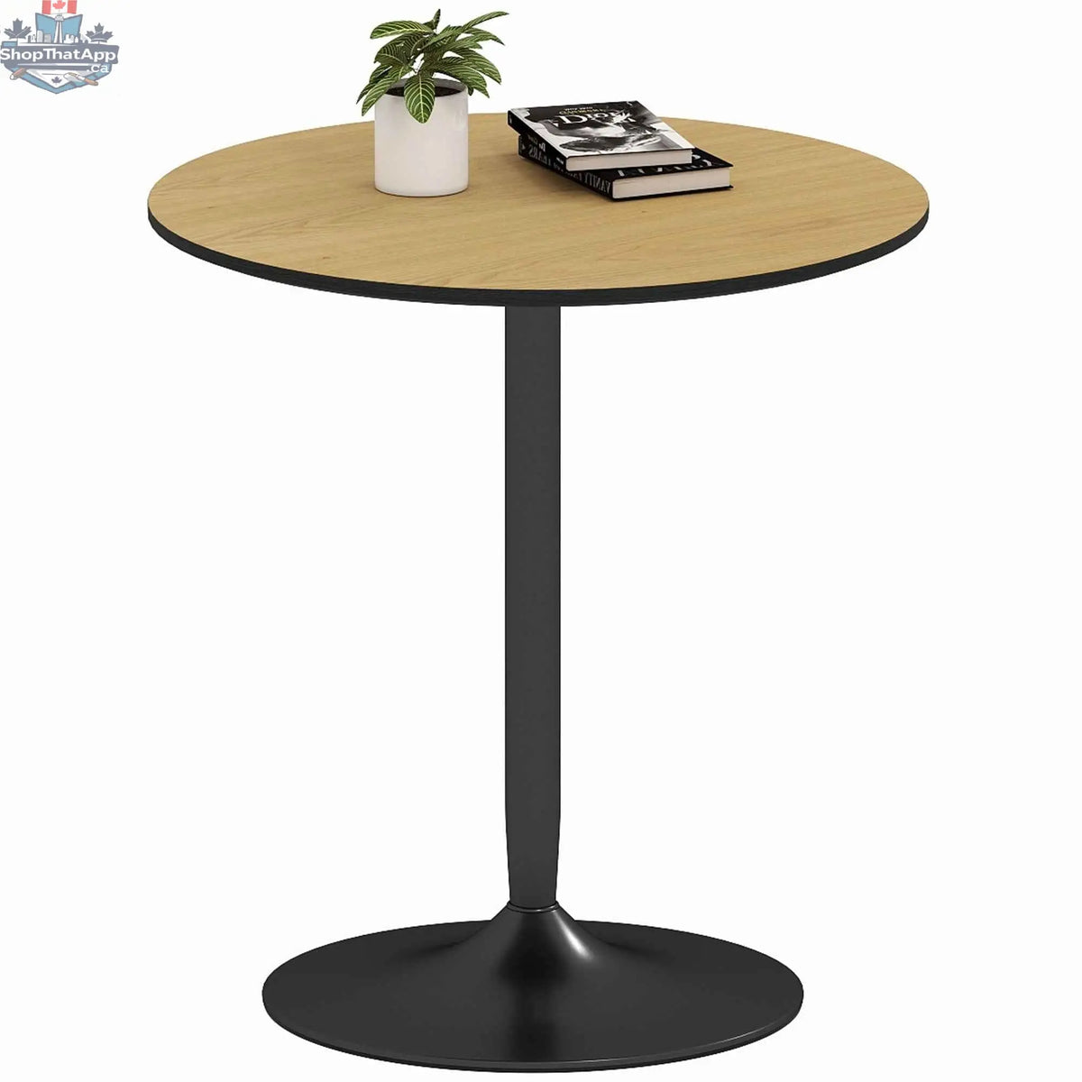 Avis 27.6-inch modern wooden dining table with steel base by SLOTH Nation, natural finish, stylish kitchen and dining furniture
