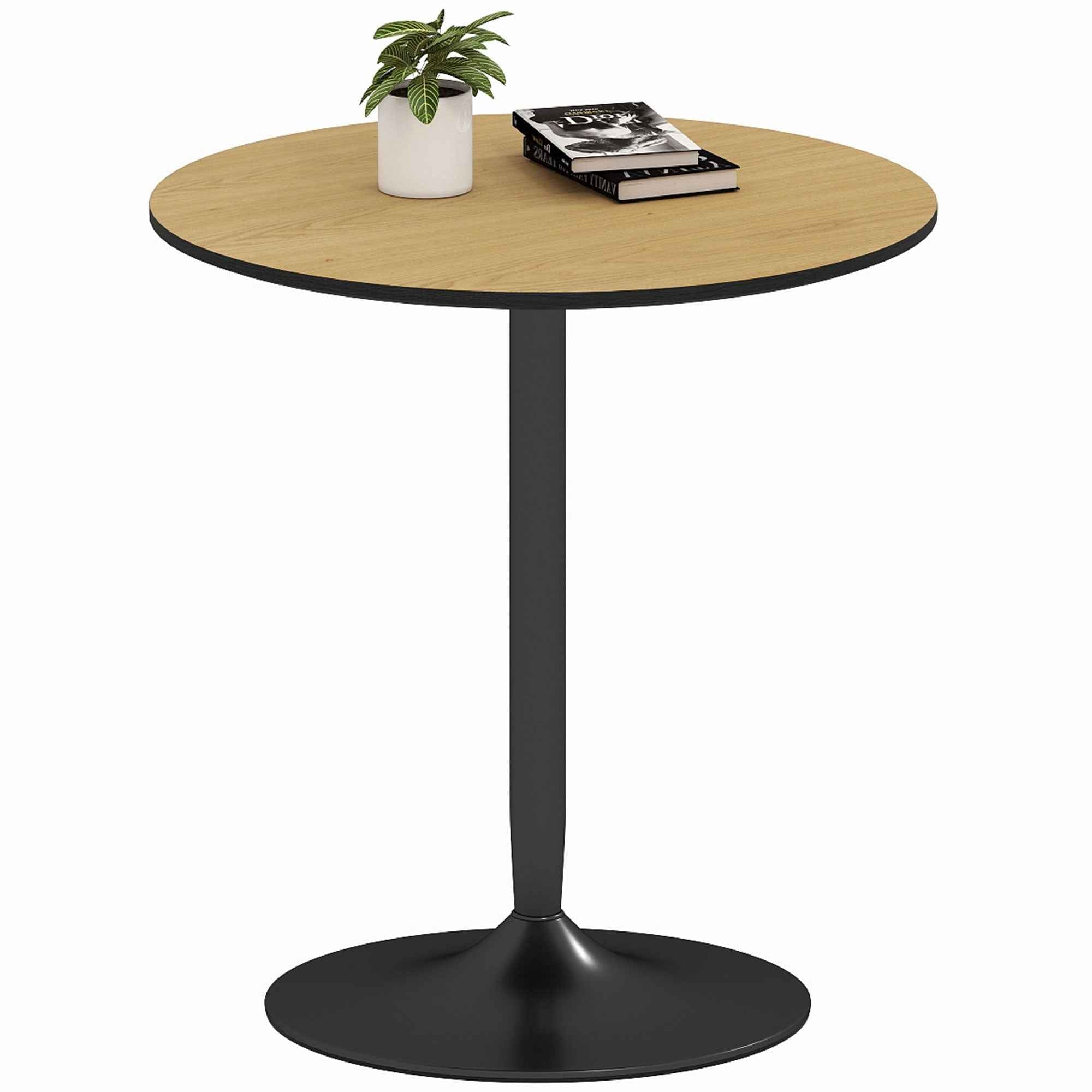 Avis 27.6" Modern Wooden Dining Table with Steel Base-Natural