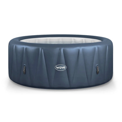 Zoppinh Wave Atlantic 4/6-person round inflatable hot tub with integrated heater, showing cozy water and built-in control panel.