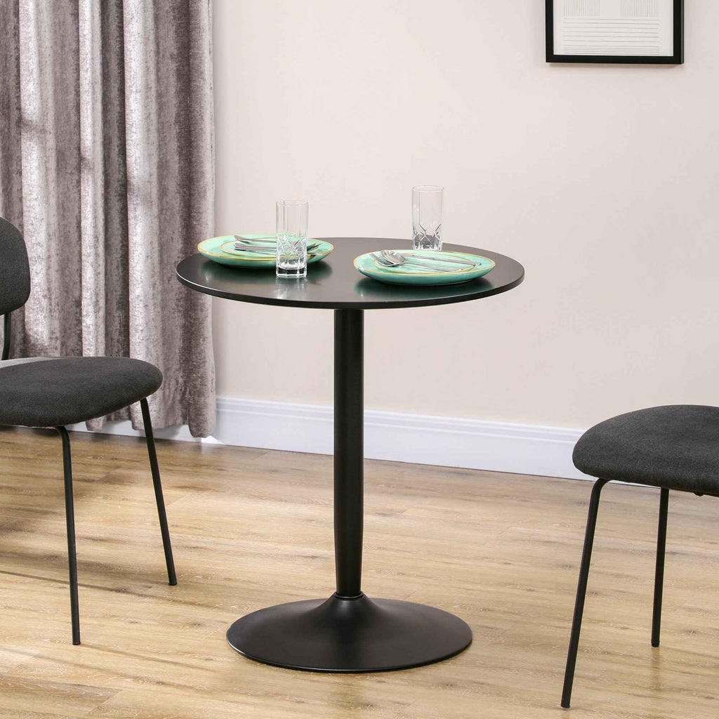 Jan Modern Round Dining Table with Steel Base for Small Spaces-Black