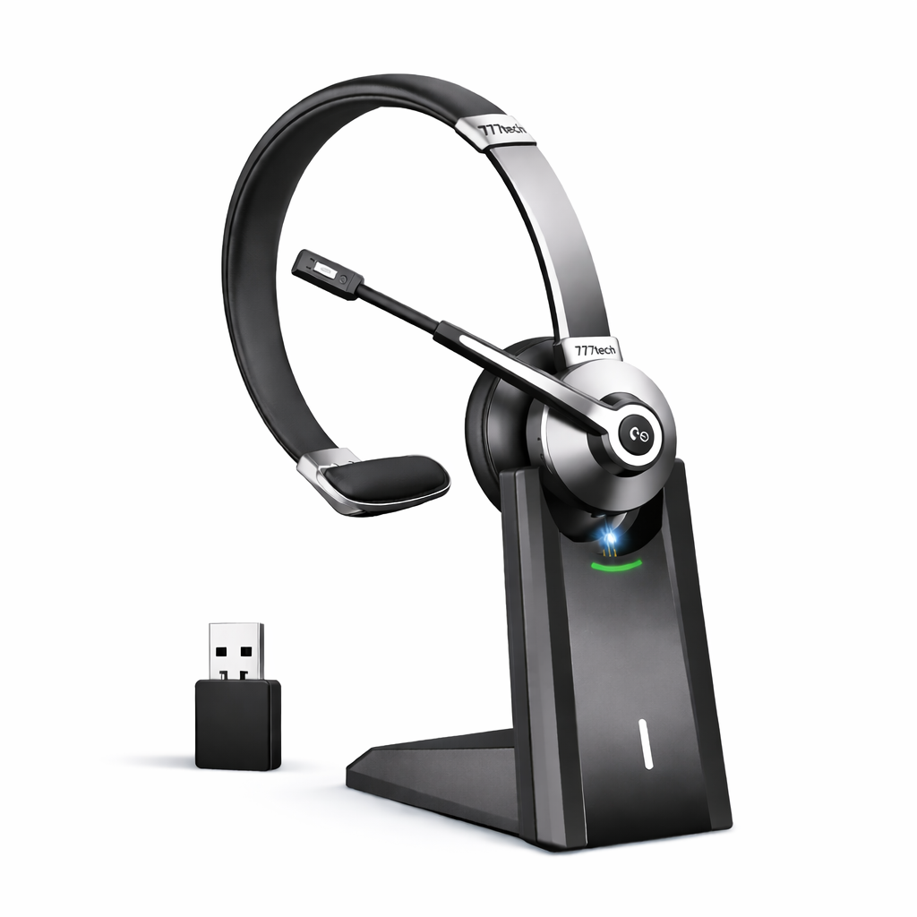 ProComm™ Professional Bluetooth Headset for Microsoft Teams & Call Centers – Wireless Headset with Noise-Cancelling Microphone, USB Dongle & Charging Base – Office, VoIP & Trucker Use - Shopthatapp.ca