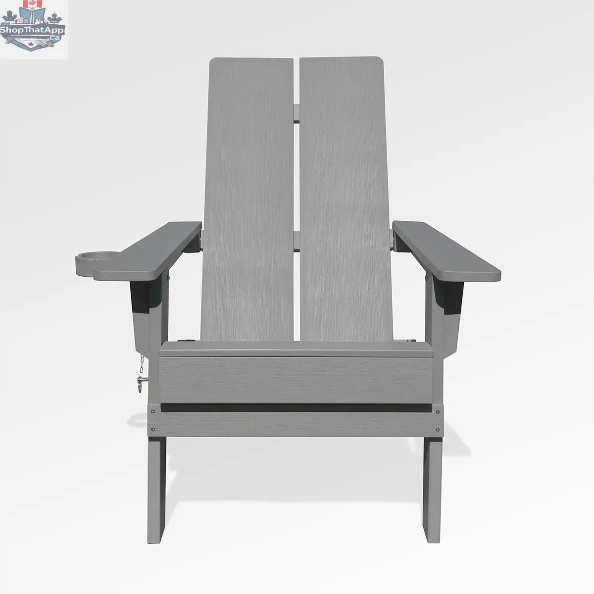 Gray Enclover modern Adirondack folding chair with stylish 2-panel design, featuring a comfortable, foldable outdoor chair.