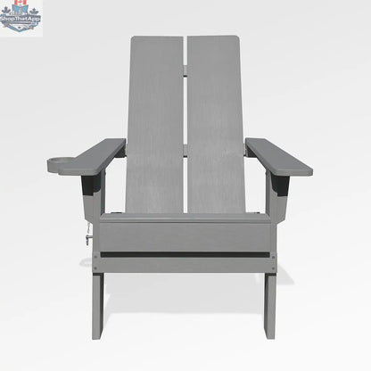 Gray Enclover modern Adirondack folding chair with stylish 2-panel design, featuring a comfortable, foldable outdoor chair.