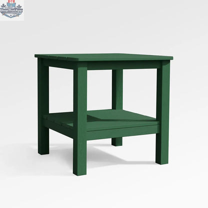 Green modern Adirondack end table with a square design, made by Enclover, suitable for outdoor spaces.