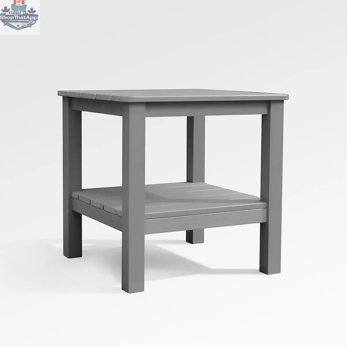 Gray modern Adirondack end table by Enclover with a square design, perfect for outdoor spaces.