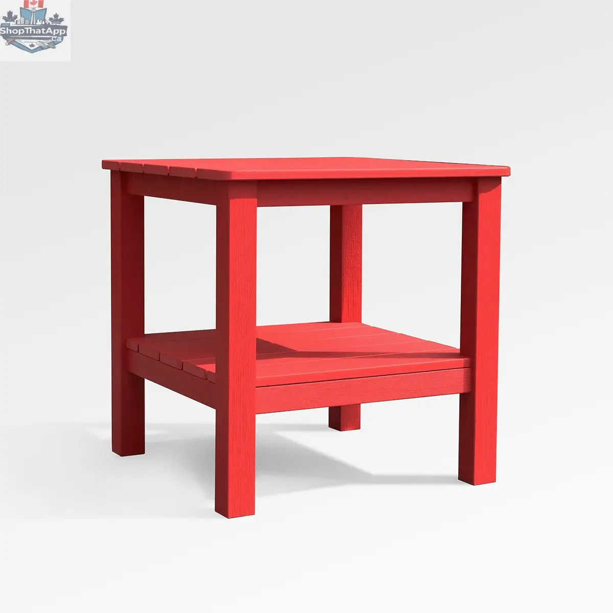 Red modern Adirondack end table by Enclover with a stylish square design, perfect for outdoor spaces.