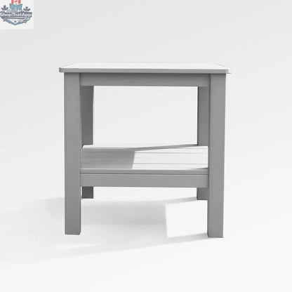 Enclover modern Adirondack end table with a stylish square design, featuring a white finish for outdoor patio or garden spaces.