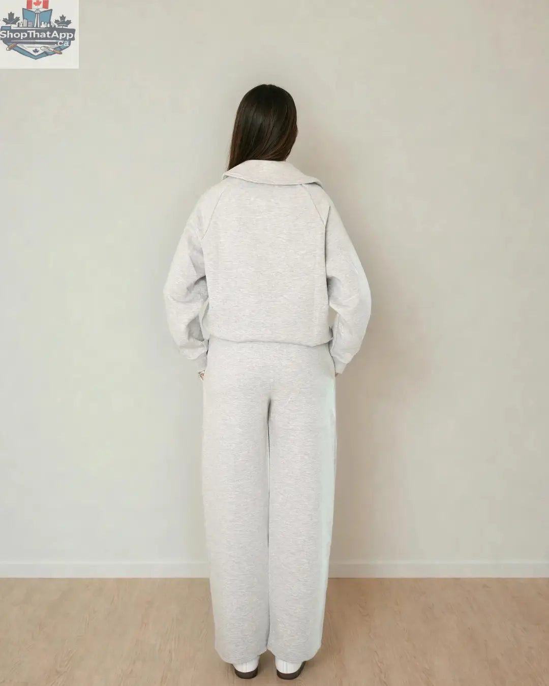 Maeve Luxeflow Zip Top - Relaxed 3/4 Zip Top In Heather Grey - Shopthatapp.ca
