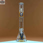 18-inch Castle Glassworks Anubis beaker bong with 9mm thick glass and detailed Anubis design on an amber background