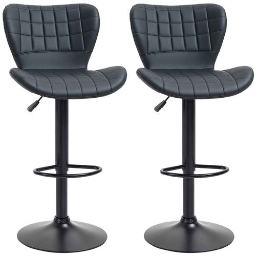 Avion Counter/Barstools with Adjustable Height and Swivel-Set of 2-Black
