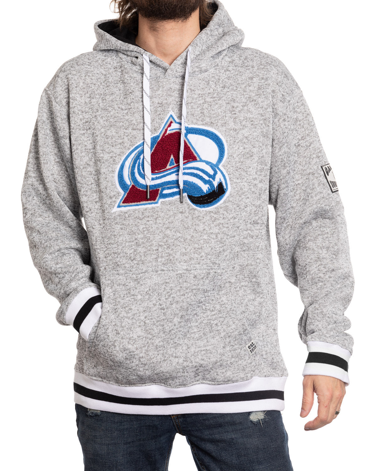 Colorado Avalanche "Muskoka Style" Premium Chenille Woven Logo Hoodie - Shopthatapp.ca
