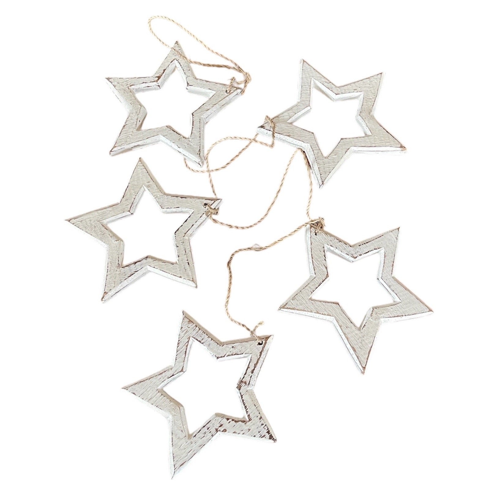 Hanging Wooden Star Decor - Open Wooden Stars String for Stylish Home Decoration - Shopthatapp.ca