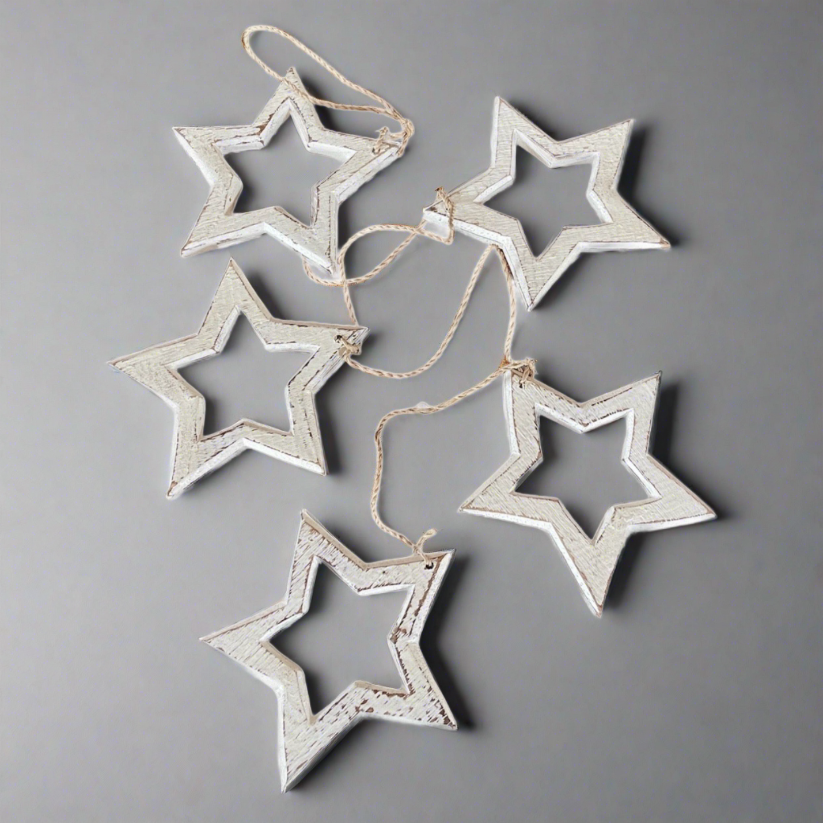 Hanging Wooden Star Decor - Open Wooden Stars String for Stylish Home Decoration - Shopthatapp.ca