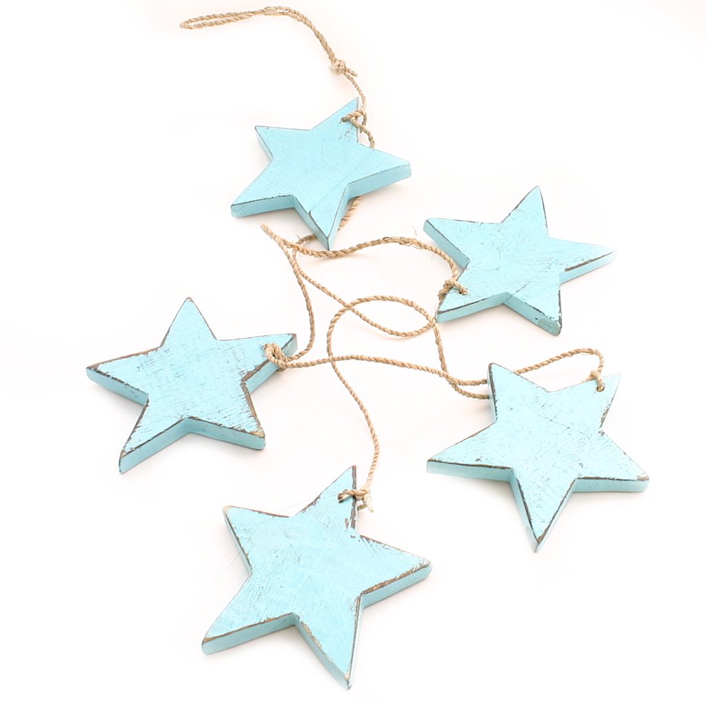 Hanging Wooden Star Decor - String of 5 Wooden Stars for Home Decoration - Shopthatapp.ca