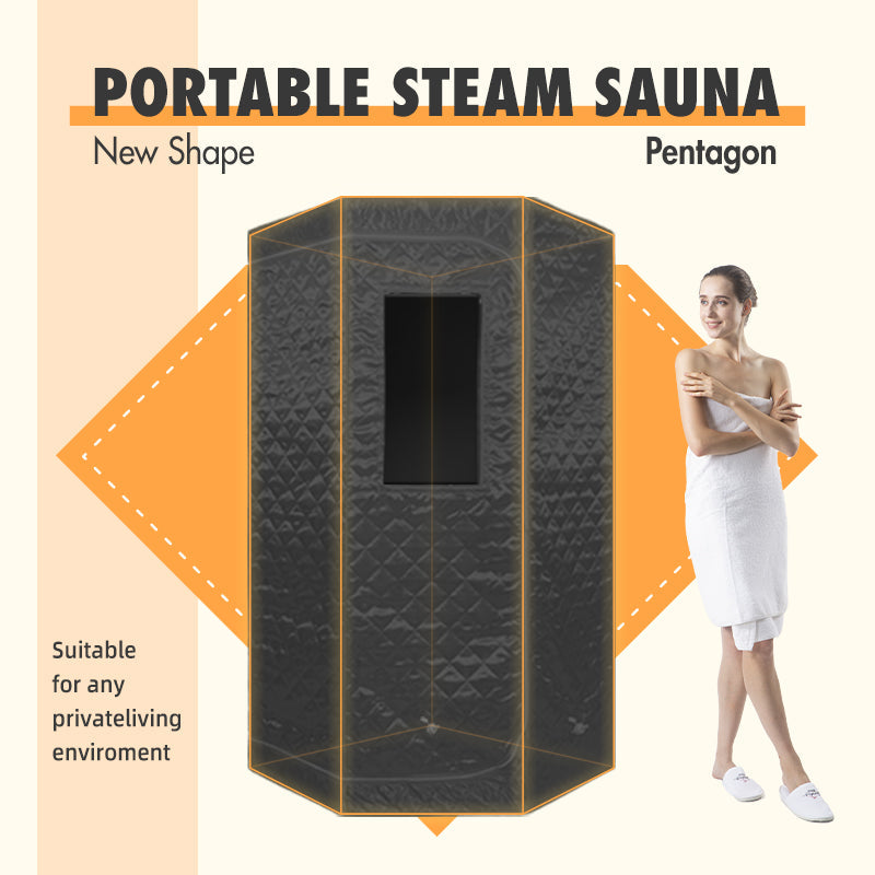 Blisspod | Portable | Personal Full Body 60 Min Rapid Steam Sauna | Pentagonal | Grey | Powerful 1600 Watts | 3.6L Stronger Steamer | 90X90X190cm - Www.Shopthatapp.ca