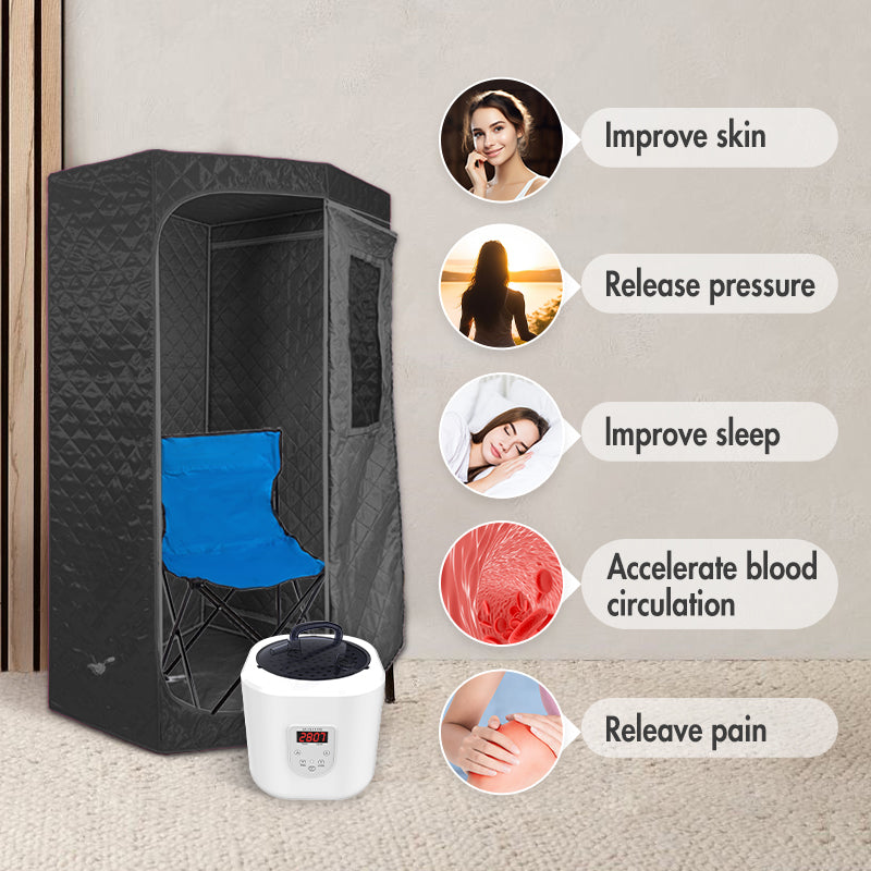 Blisspod | Portable | Personal Full Body 60 Min Rapid Steam Sauna | Pentagonal | Grey | Powerful 1600 Watts | 3.6L Stronger Steamer | 90X90X190cm - Www.Shopthatapp.ca