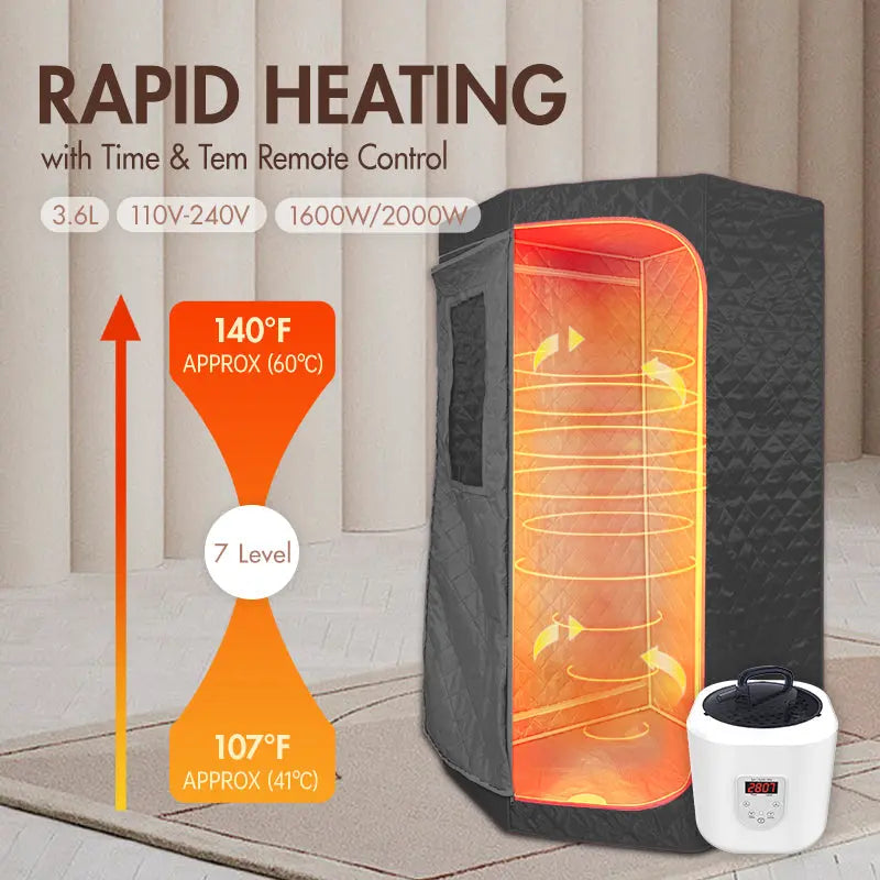 Zoppinh Blisspod portable full body steam sauna in grey with pentagonal design, 1600W power, and 3.6L capacity for relaxation.