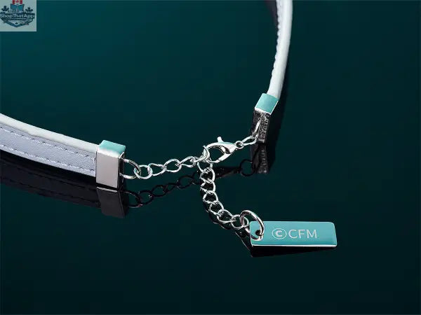Hatsune Miku character vocal series choker necklace, anime merchandise by Hawk Collectibles, featuring vibrant teal and black design.
