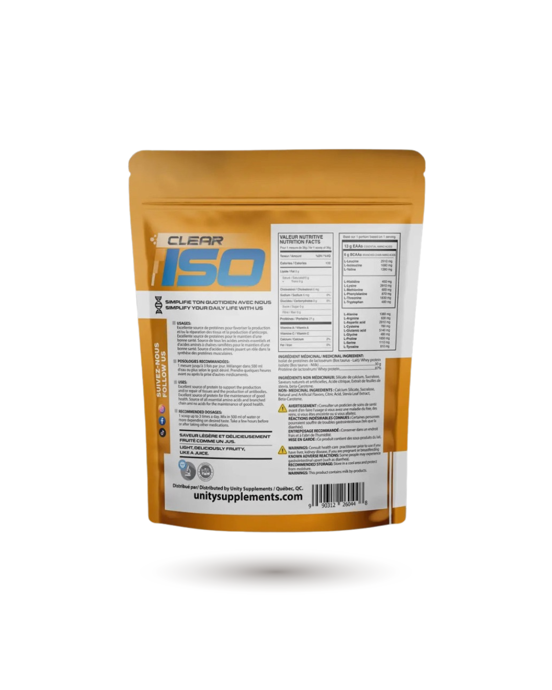 Unity Supplements Clear Isolate Protein Powder - Www.Shopthatapp.ca