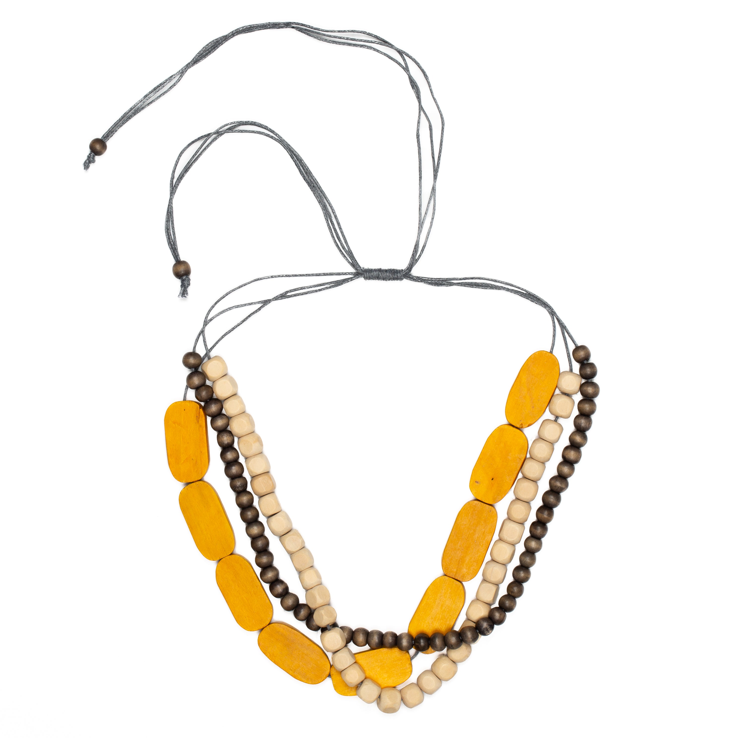 3 Strand Wooden Bead Necklace - Shopthatapp.ca