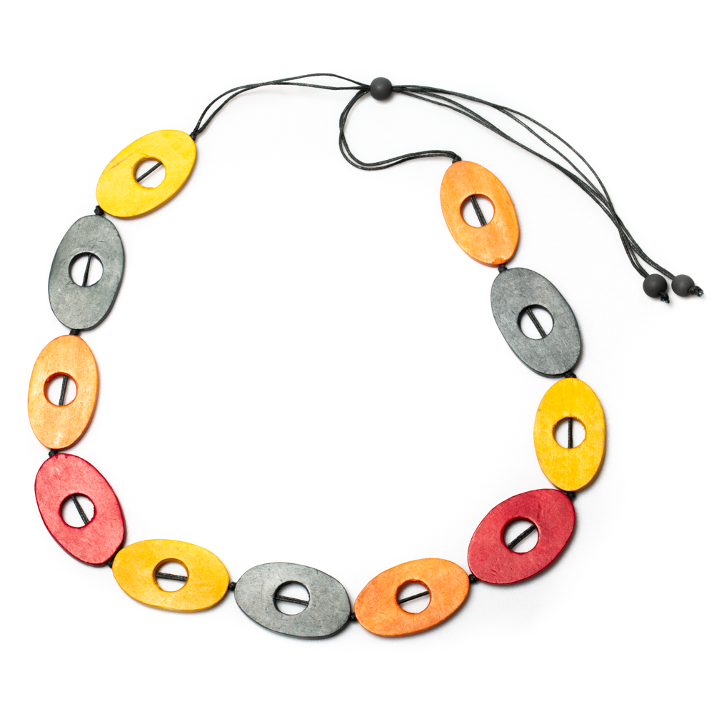 Multi Colour Wooden Necklace - Stylish Oval Accessory for Every Occasion - Shopthatapp.ca