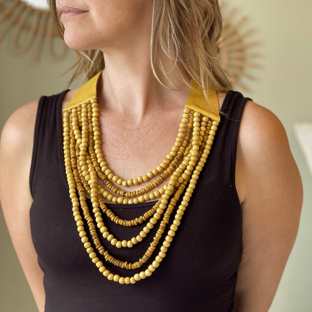 Multi Strand Wooden Bead Necklace - Shopthatapp.ca