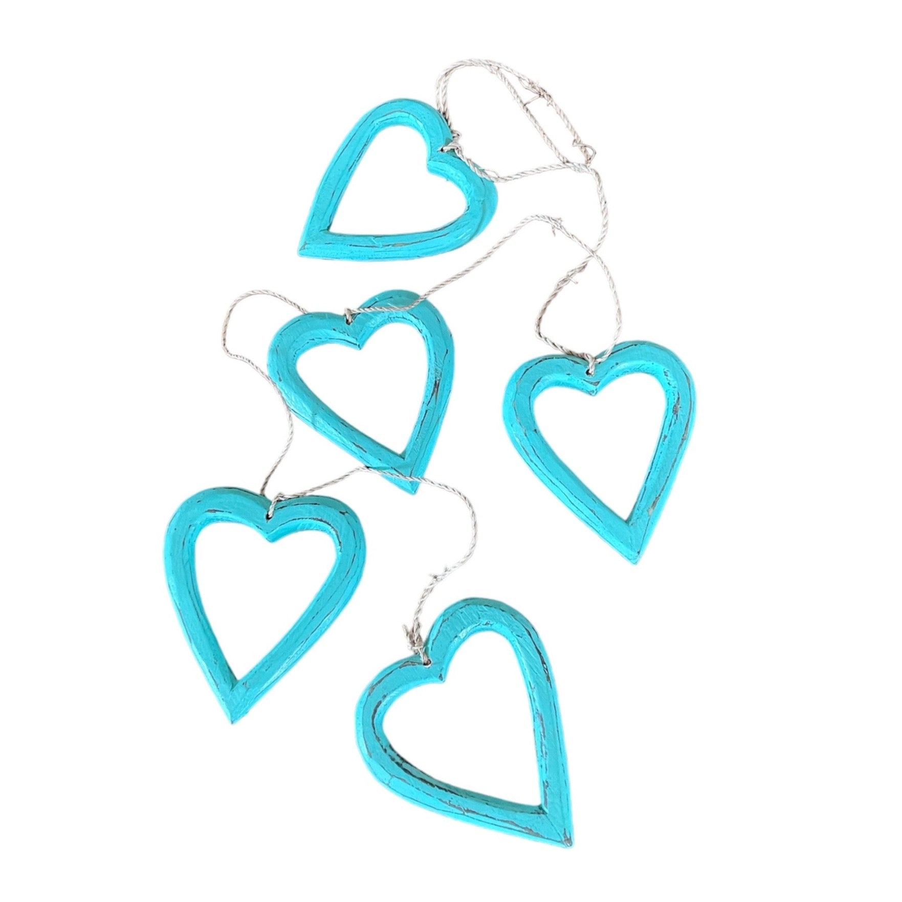 Hanging Wooden Heart Decorations - Beautiful String of Open Wooden Hearts - Shopthatapp.ca