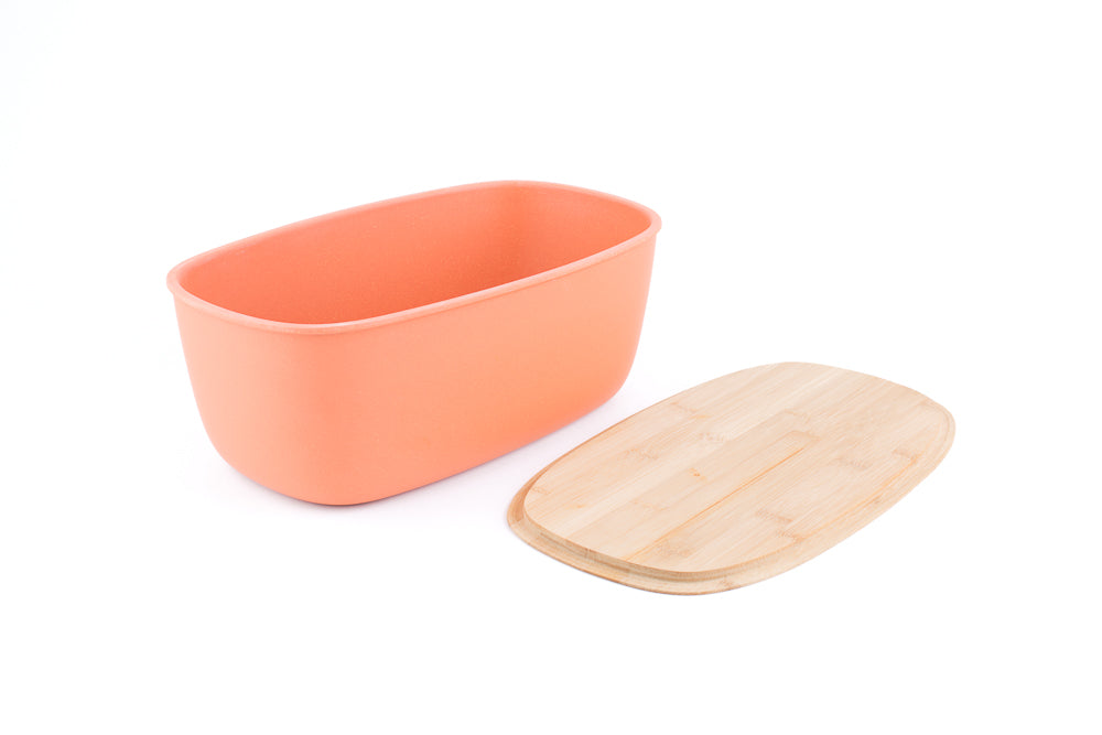 Sustainable Bamboo Fiber Bread Bin - Elegant Peach Design with Reversible Lid