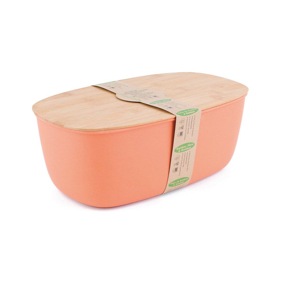 Sustainable Bamboo Fiber Bread Bin - Elegant Peach Design with Reversible Lid