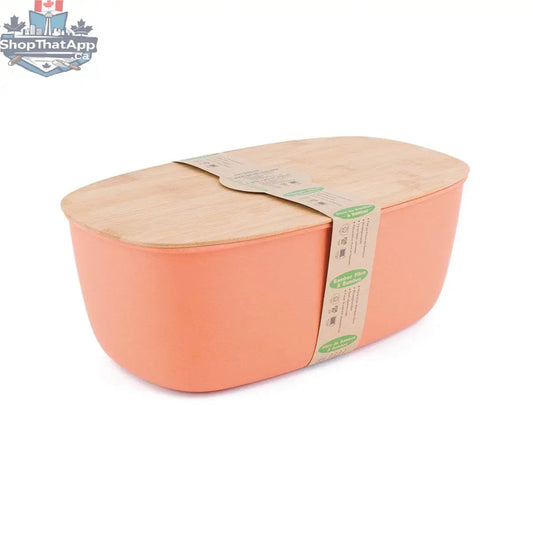 Sustainable Bamboo Fiber Bread Bin - Elegant Peach Design with Reversible Lid - Shopthatapp.ca