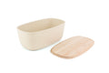 Large Bamboo Bread Box with Cutting Board (White) - Reversible Bamboo-Wood Lid, Durable Bamboo Fiber Bin